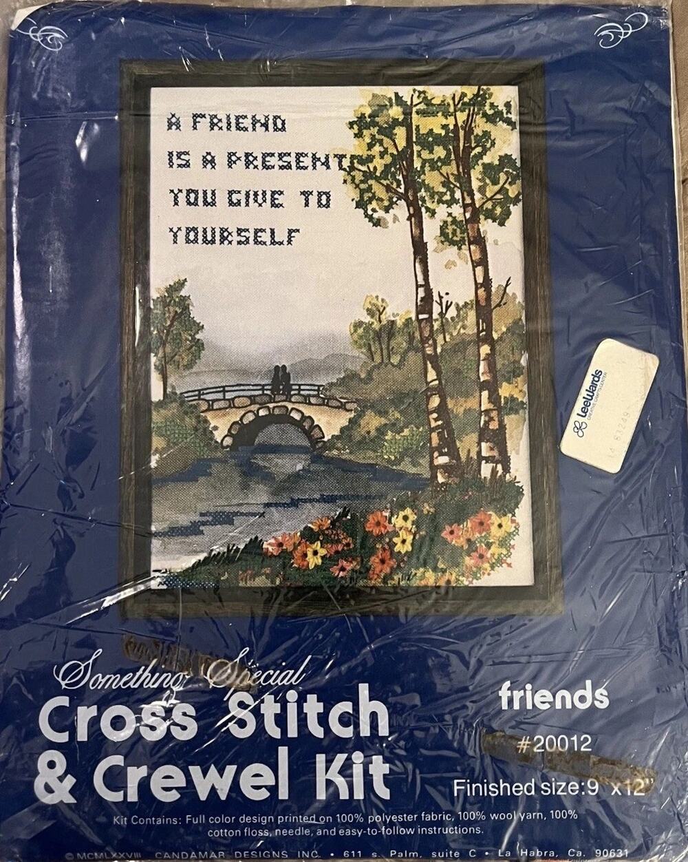 Vintage Crewel Counted Cross Stitch Kit Forest Friendship 9x12 NIP